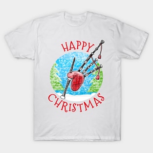 Christmas Bagpipes Scottish Musician Xmas 2022 T-Shirt